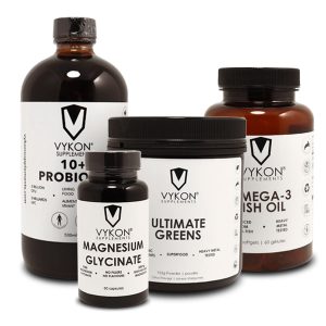 10+ liquid probiotics, Ultimate Greens, Omega 3 Fish Oil, Magnesium Glycinate
